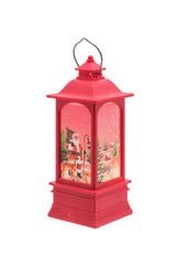 5.25" Small Red Plastic Christmas Lantern LED Decoration with Santa-Scape
