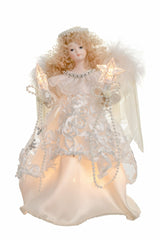 9" Ivory Cloth Small 10-Light Angel Tree Topper