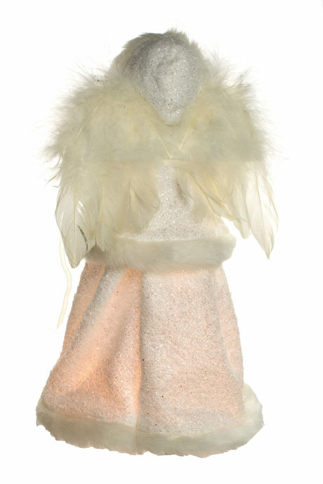 15" Ivory Cloth Hooded 10-Light Angel Tree Topper with Blonde Curly Hair