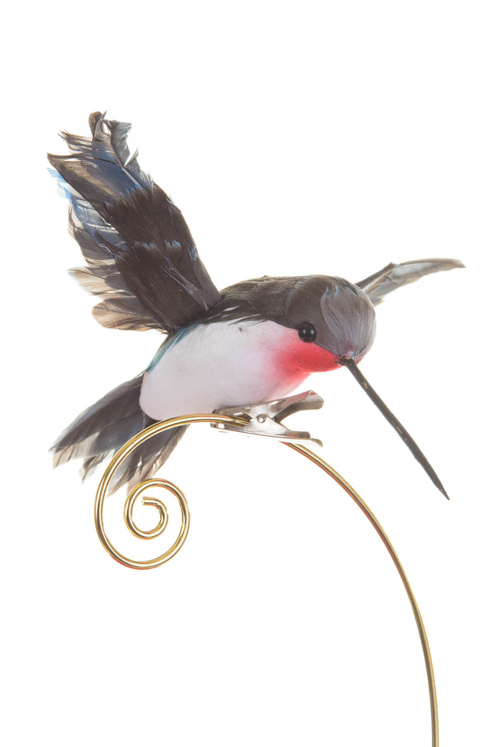 7" Clip-On Gray and White Foam Hummingbird Ornament