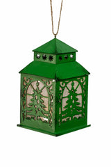 4.5" Hanging Green Cardboard Christmas Tree LED Ornament