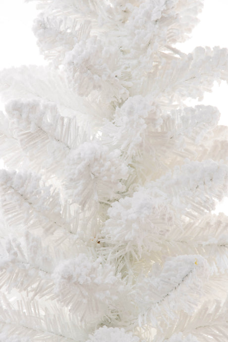 24" Flocked White Pe Table Top Trees with Wooden Base