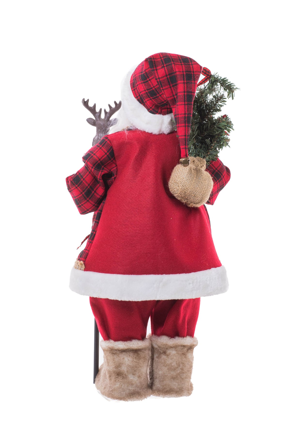 24" Plaid Red Cloth Woodsman Santa Figurine
