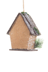 6" Hangable Brown Wood Birdhouse Christmas Cabin