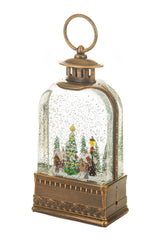 9" Brown Santa with Reindeer Snowglobe