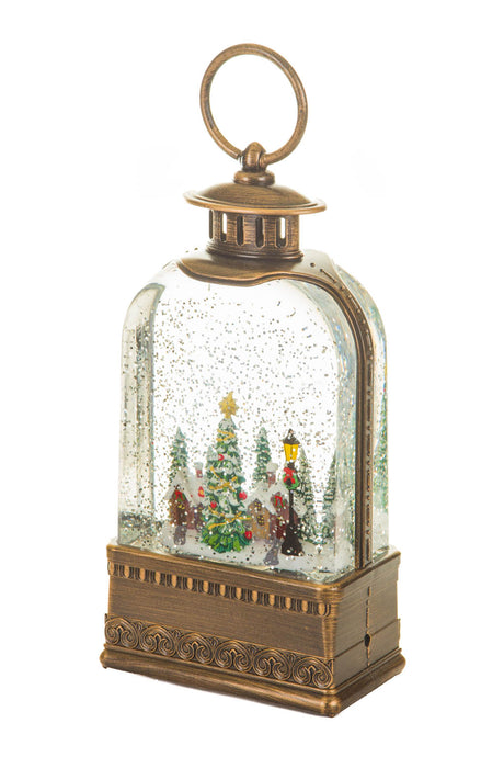 9" Brown Santa with Reindeer Snowglobe
