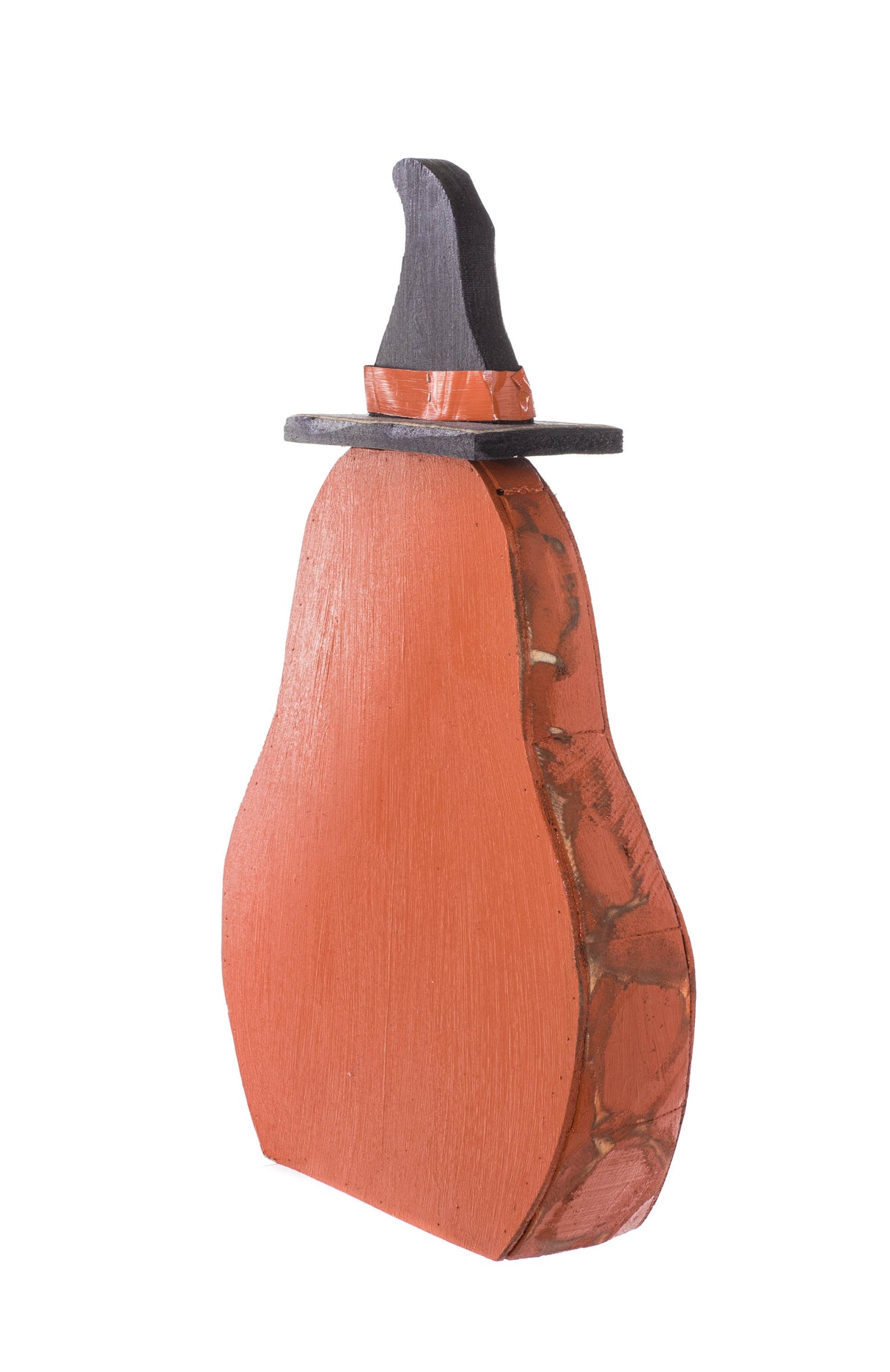 24.5" Orange and Black Wooden Jack O' Lantern Display with Bat
