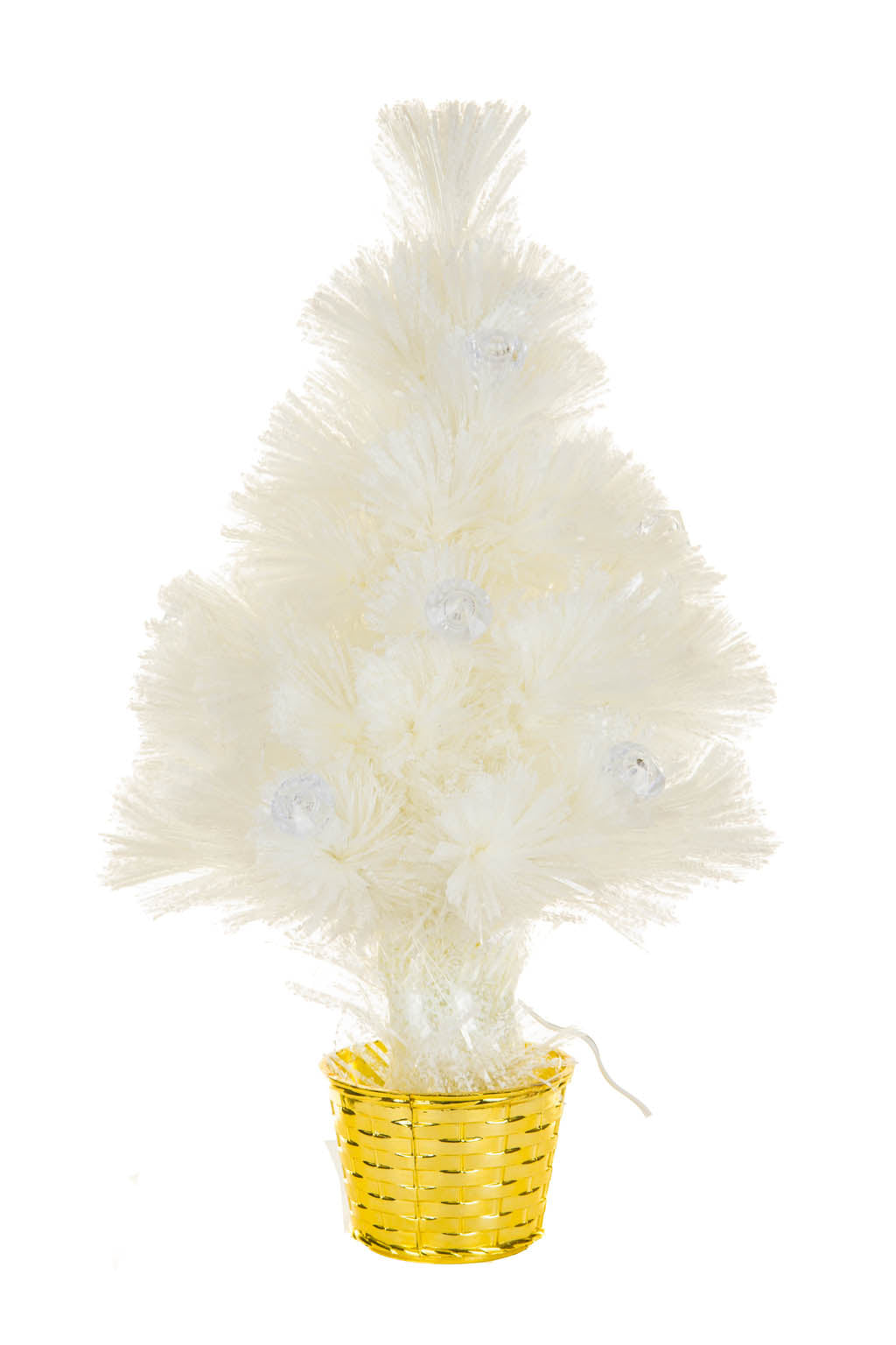 16.75" Dotted White Pvc Color Change LED Christmas Tree with Gold Basket