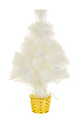 16.75" Dotted White Pvc Color Change LED Christmas Tree with Gold Basket