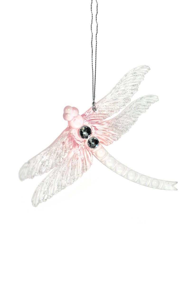5"Hanging Pink and Clear Acrylic Dragonfly Ornament