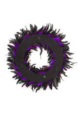 23" Hanging Black and Purple Foam 2 Toned Wreath with Purple Fur