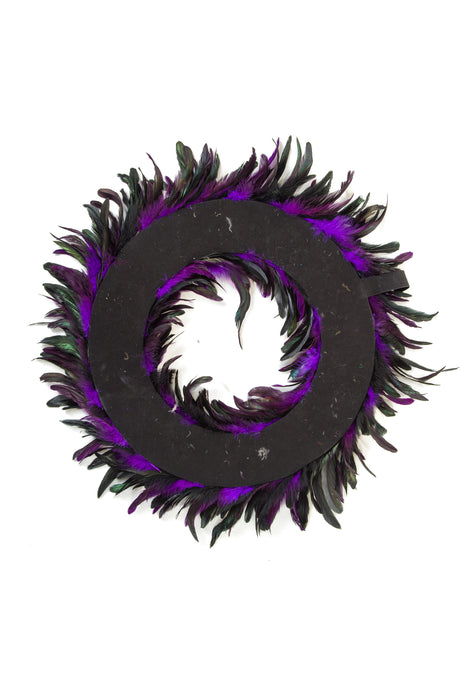23" Hanging Black and Purple Foam 2 Toned Wreath with Purple Fur