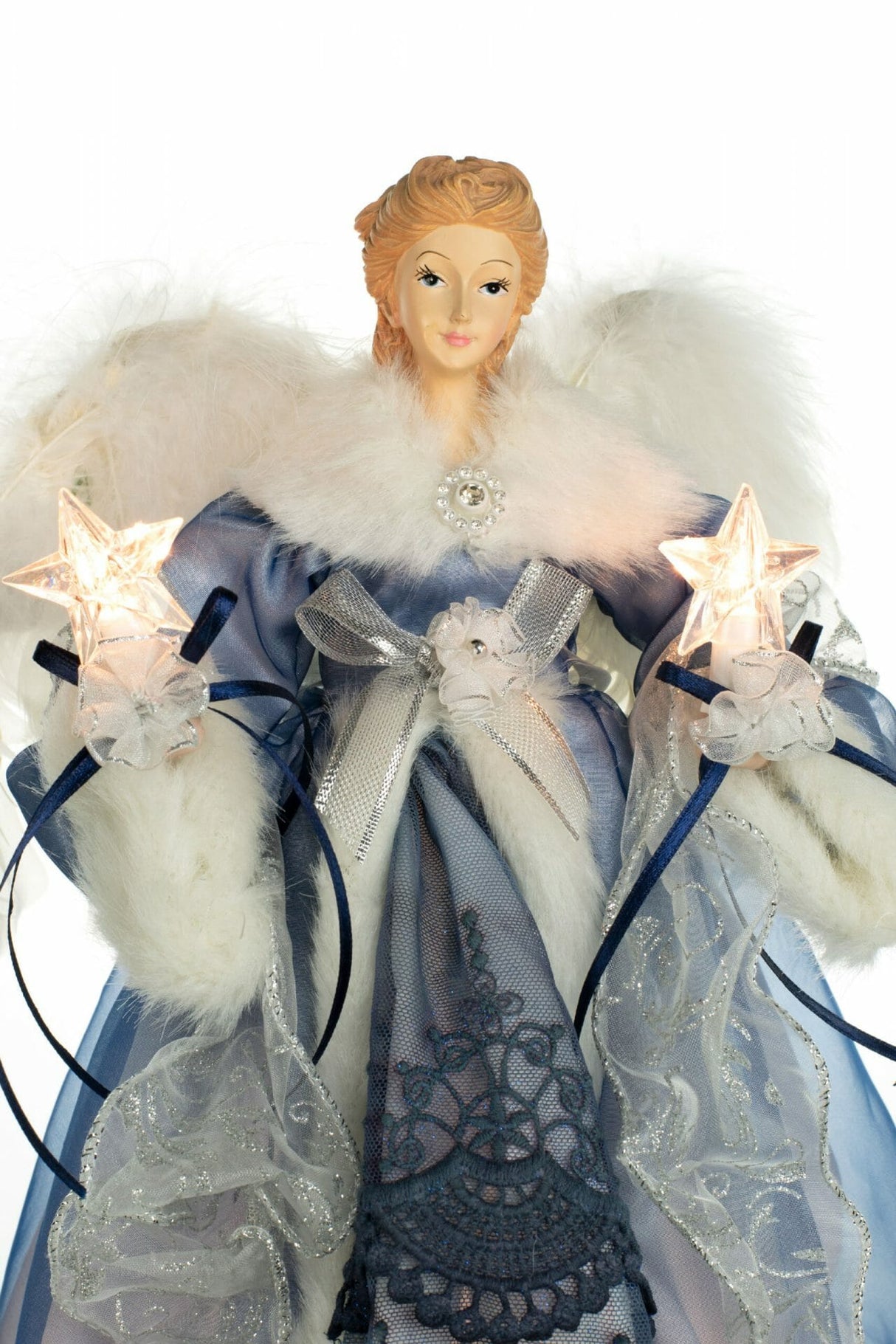 14" Blue Cloth Modern 10-Light Angel Tree Topper