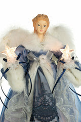 14" Blue Cloth Modern 10-Light Angel Tree Topper