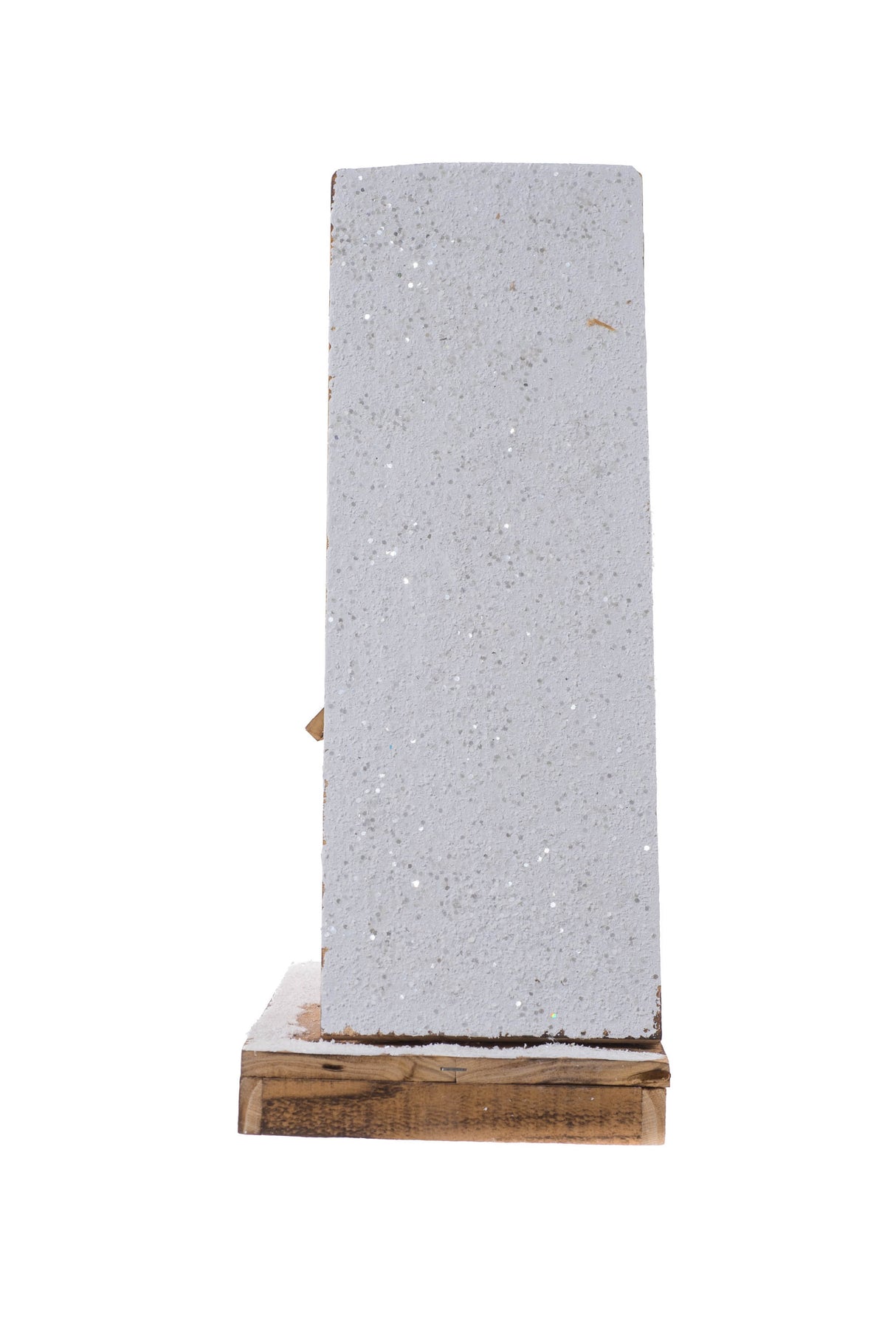 17"Triangular Smokey and White Wood House LED Display with Glittered Roof