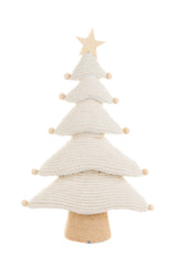 15.25" Cream and Natural Foam Topped with Wooden Star Basketweave 5 Tier Christmas Tree