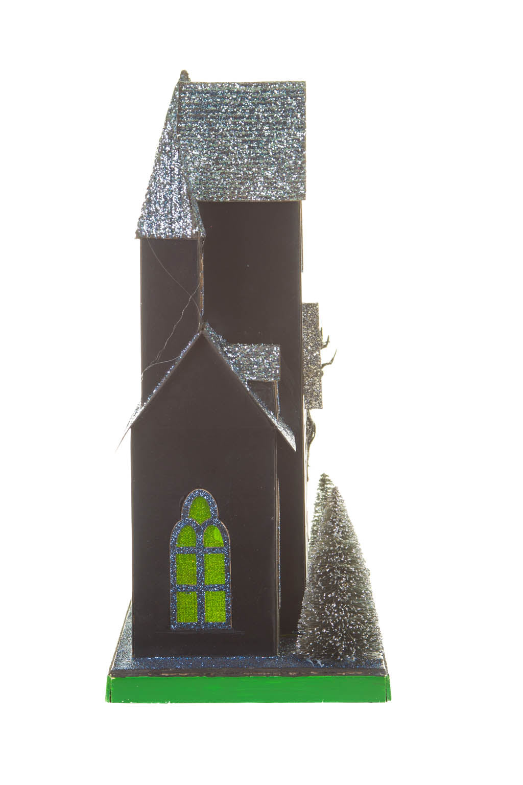 12" Black and Green Cardboard LED Haunted House
