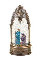 11.8" Bronze Plastic Nativity Warm White LED Snow Globe with Swirling Glitter