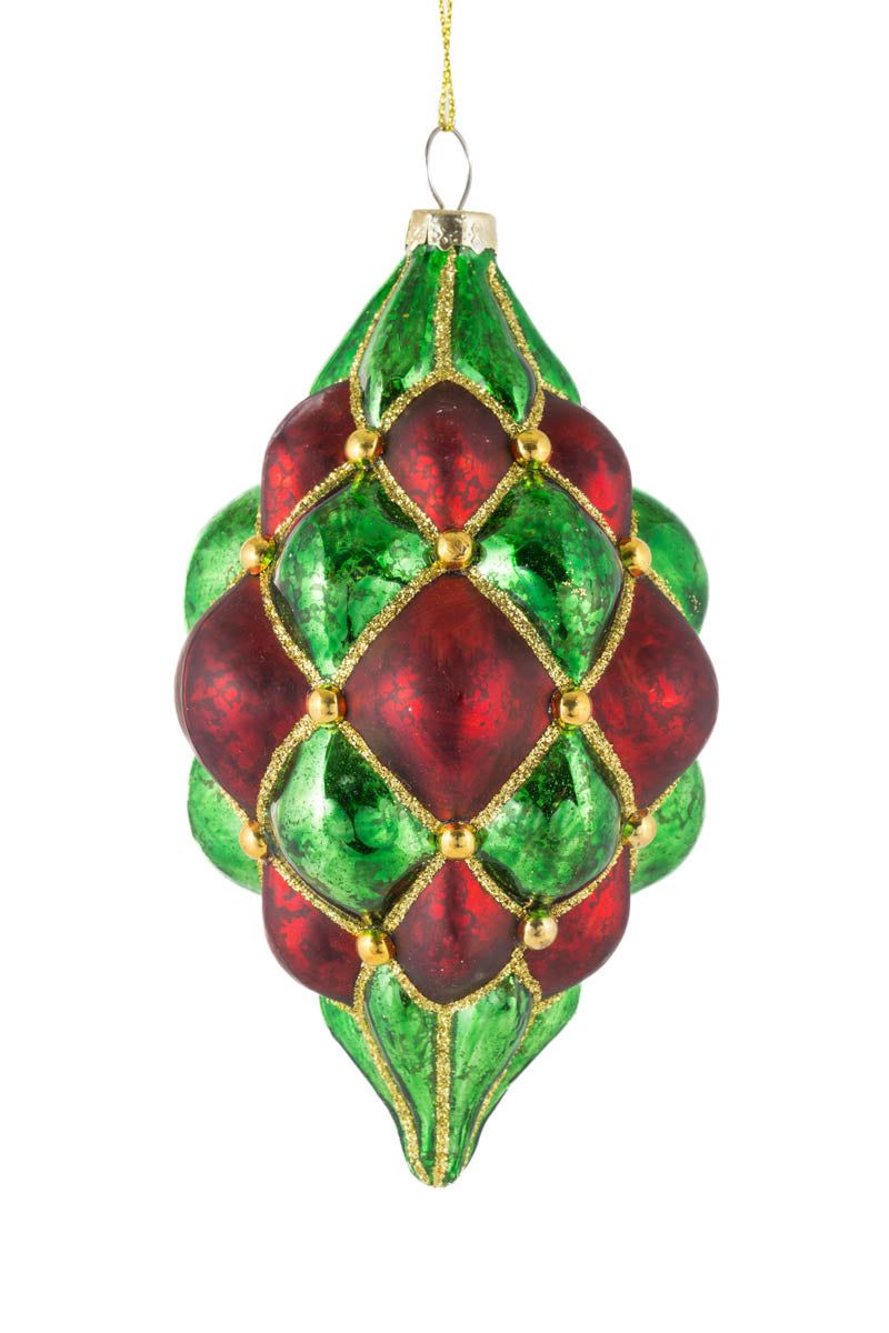 5.75" Hanging Chestnut and Gold Glass Finial Ornament