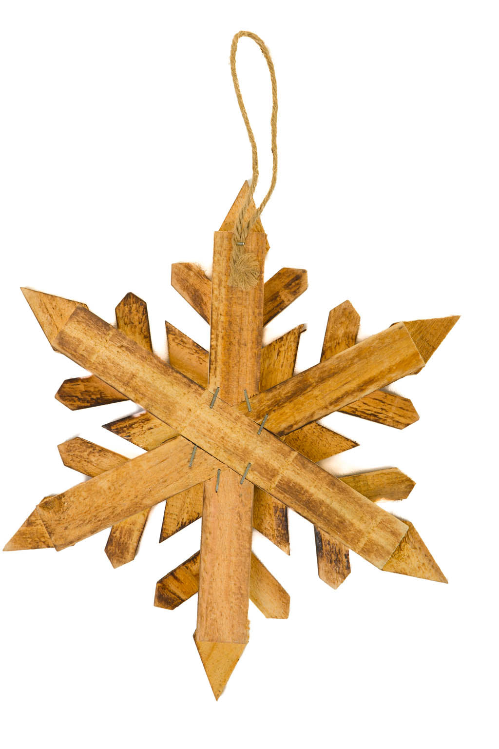 10" Hanging Smokey Wood Rustic Snowflake