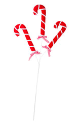 35.5" Candycane Red and White Cloth Candycane Tree Pick with Wrapped Stem