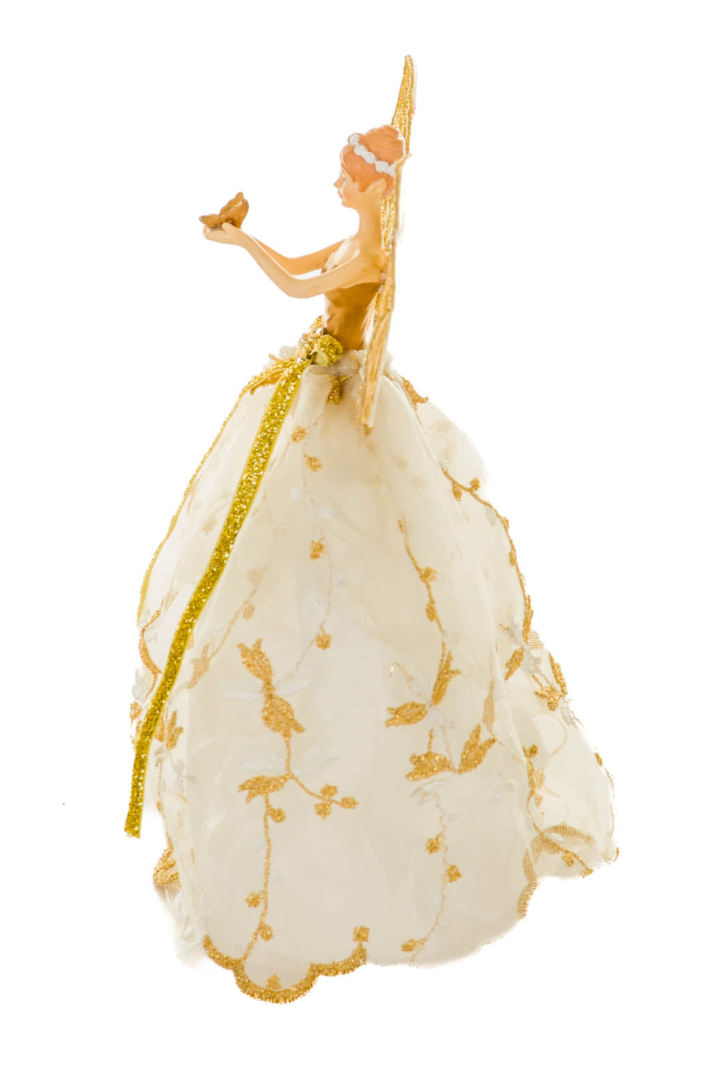 10.3"White and Gold Polyester Graceful Angel Tree Topper