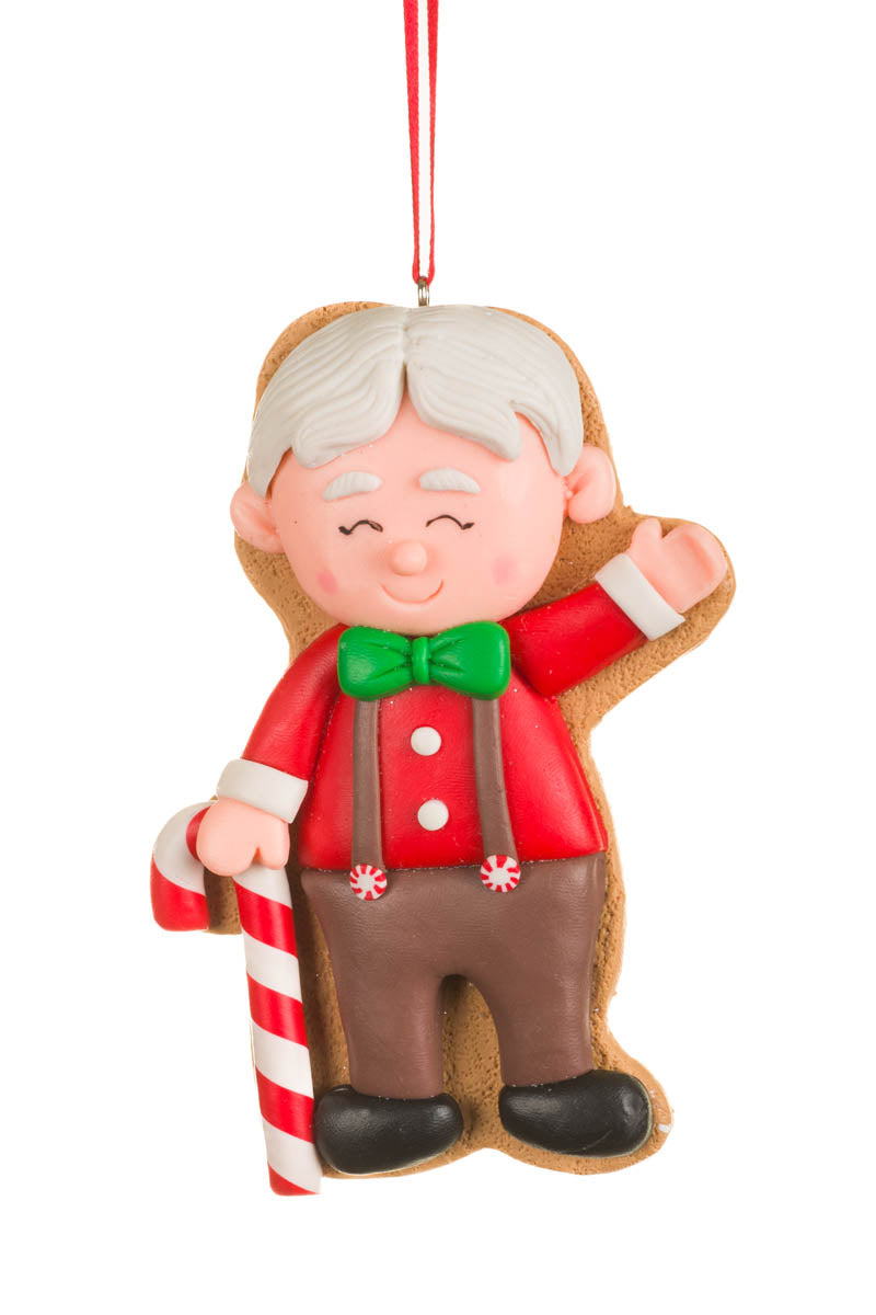 5.25" Red and Brown Clay Waving Santa Claus Ornament