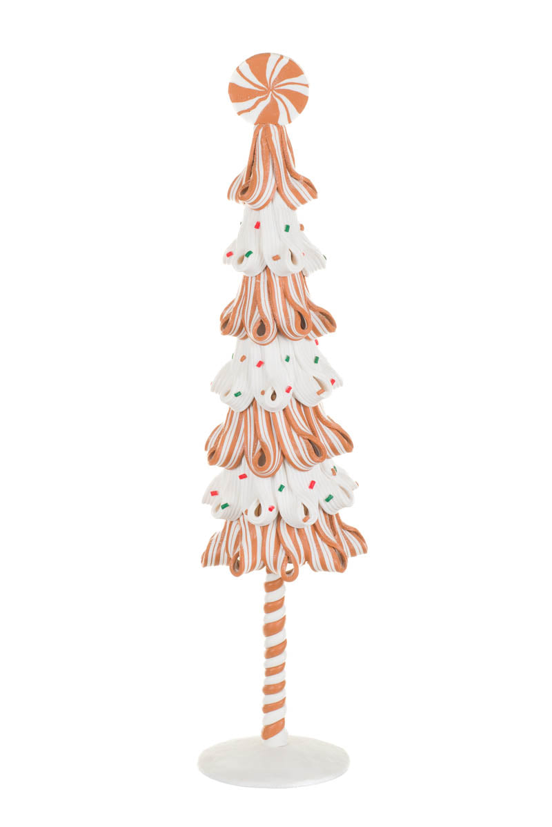 16.5" Large White and Green Clay Candy-Ribbon Tree Display