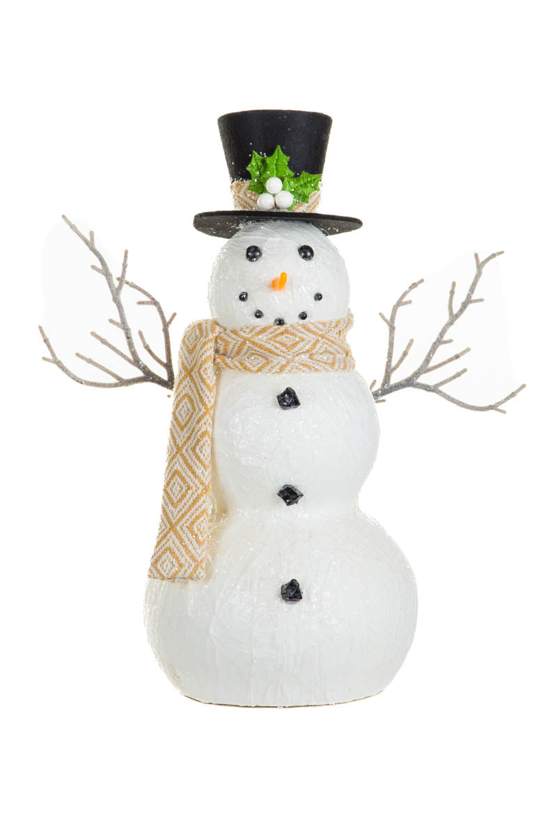 13.5" Sparkly White Foam Snowman Figurine with Top Hat