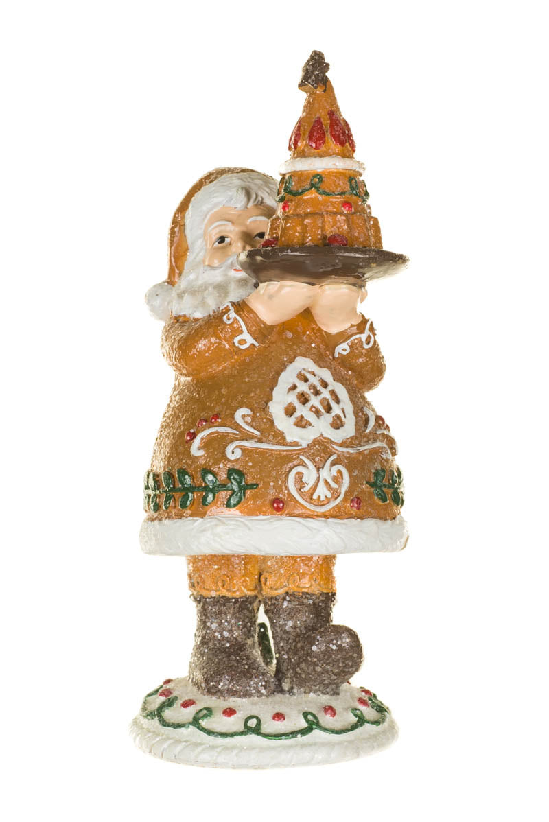 5.75" Sparkly Brown and White Resin Cookie Santa Claus Figurine