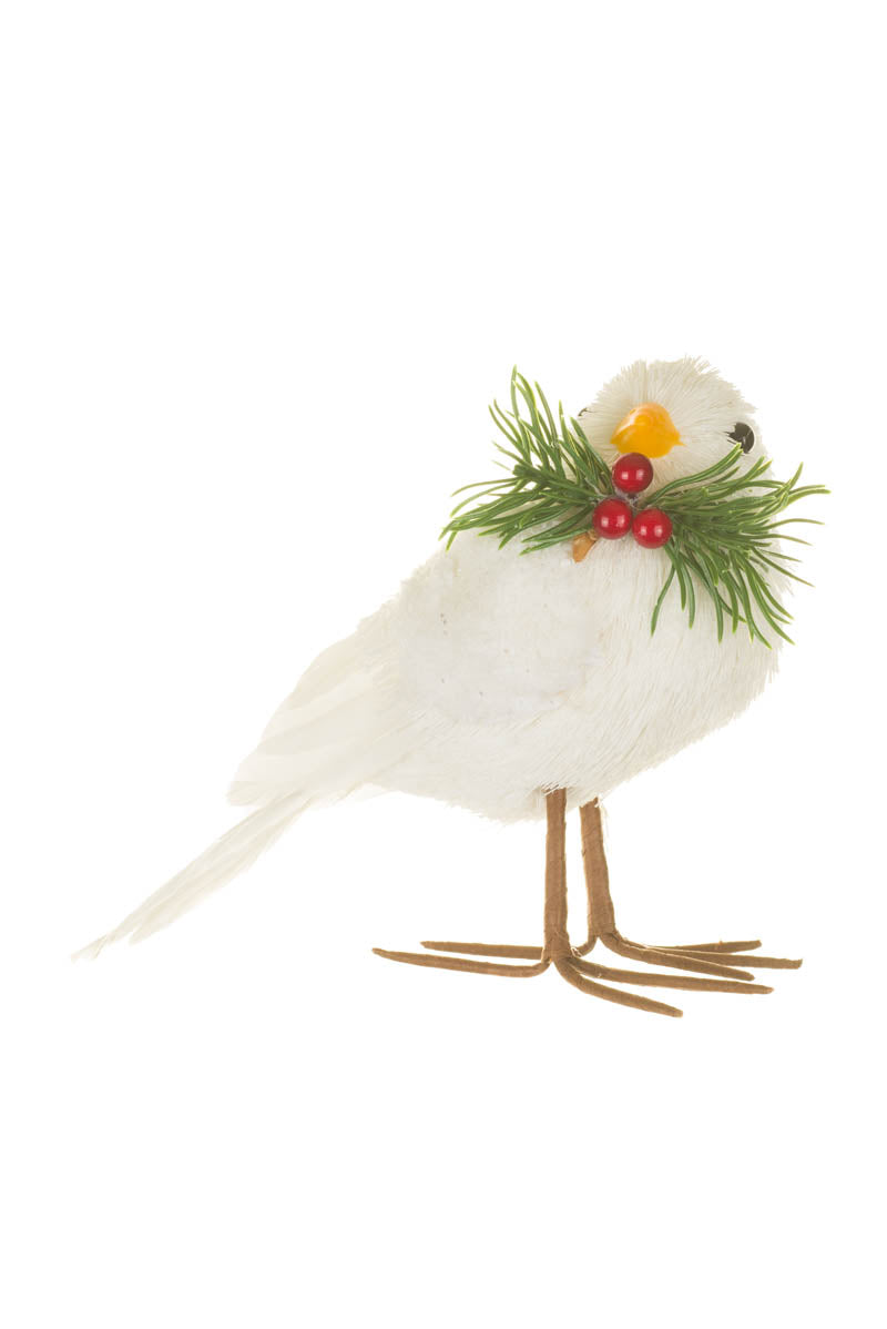 7.25" White Straw Bird Figurine