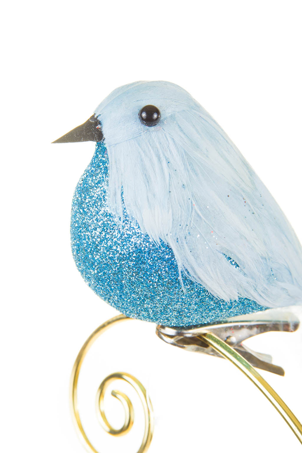 4.5" Googly-Eyed Clip-On Baby Blue Foam Bird Ornament with Glittered Body