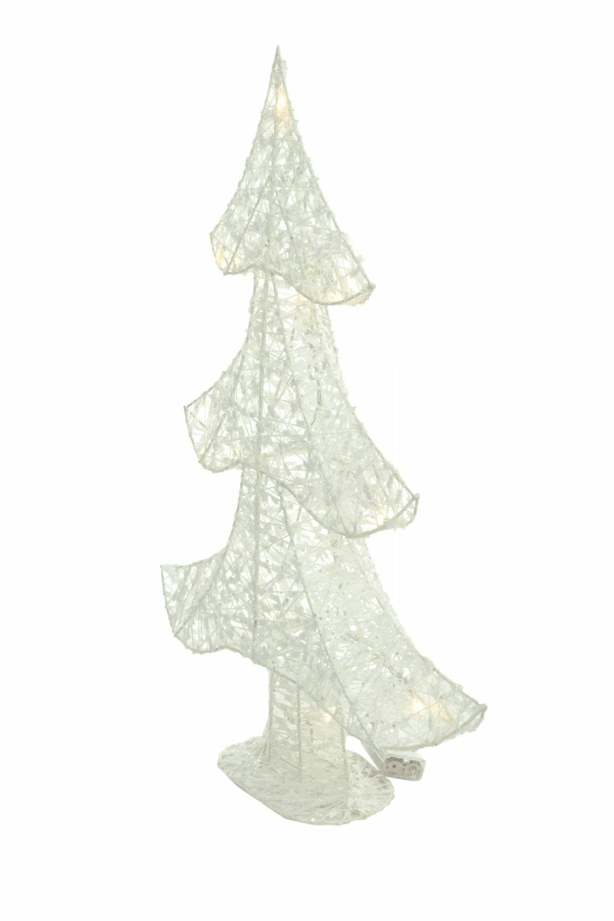 21.75" White Cotton Rope 3-Tier Illuminated Tree