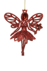 5"Hanging Red Angel Ornament with Star Wand