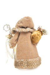 19" Beige and Gold Woolen Nordic Santa Figurine with Scepter