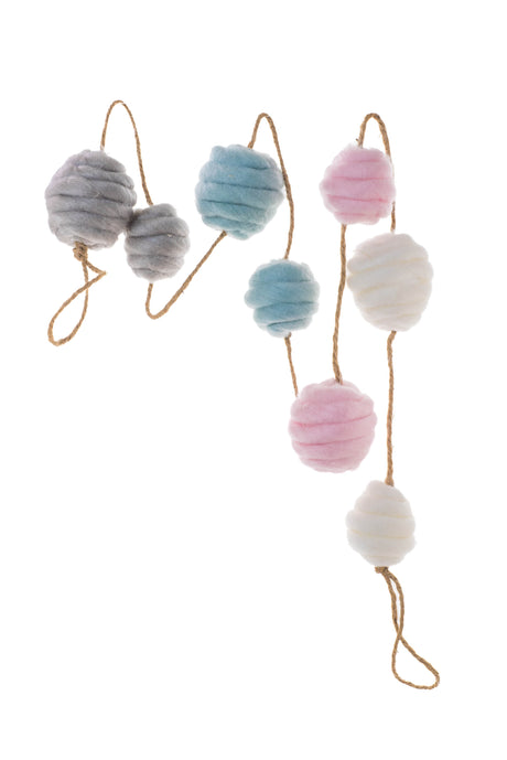 59" Hanging Rainbow Wool Ball Bunting