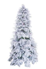 94" Flocked White and Green Pvc Hook Christmas Tree with Pinecones