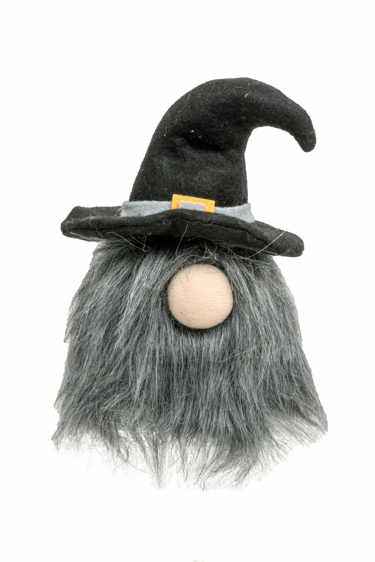 7" Black and Gray Cloth Halloween Gnome Doll with Witch Hat