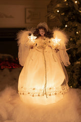 12" Ivory Cloth African 10-Light Angel Tree Topper