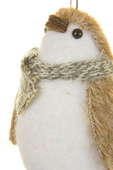 2.75" Hanging Brown and White Foam Penguin Ornament with Scarf