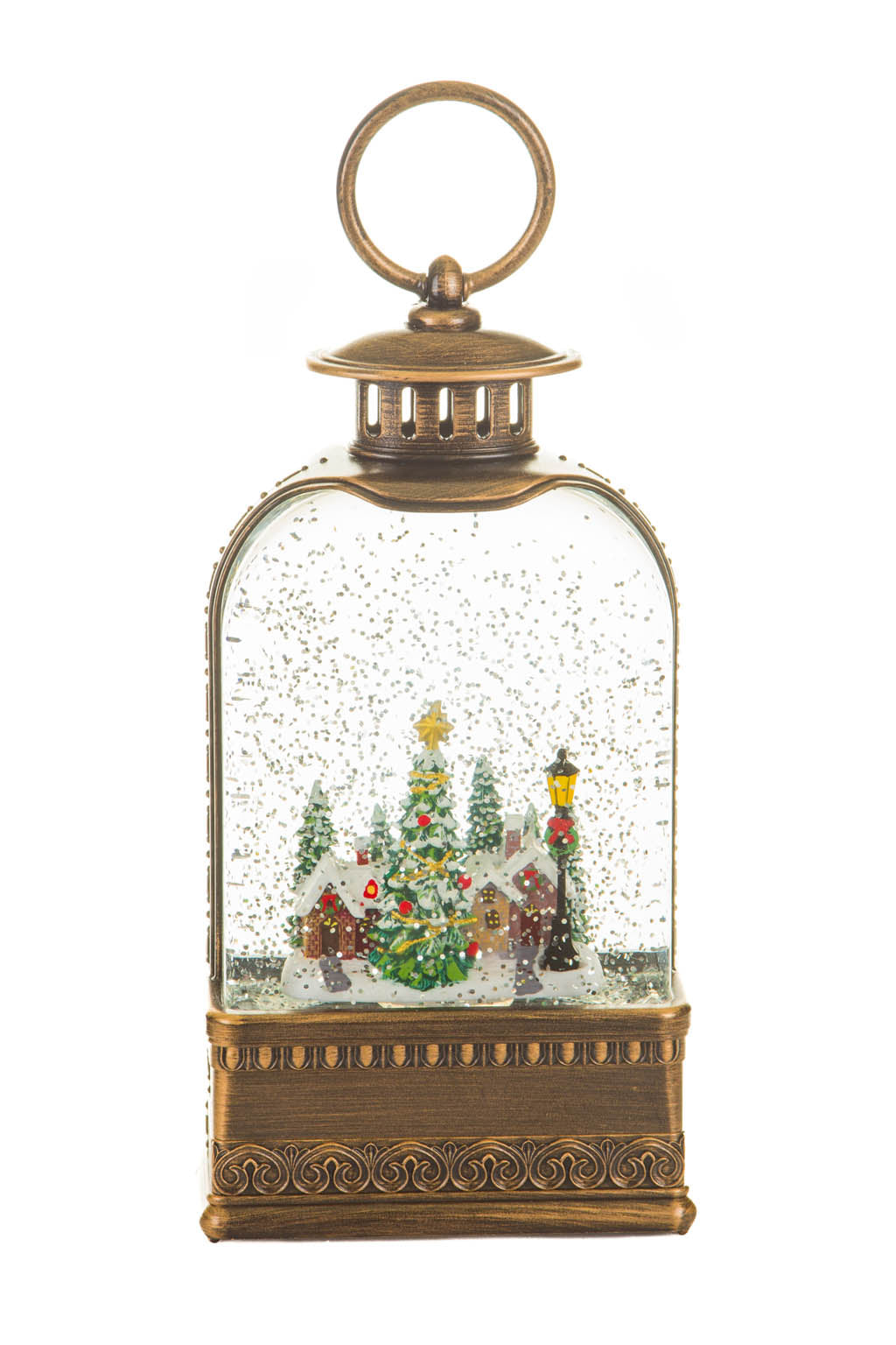 9" Brown Santa with Reindeer Snowglobe