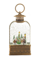 9" Brown Santa with Reindeer Snowglobe