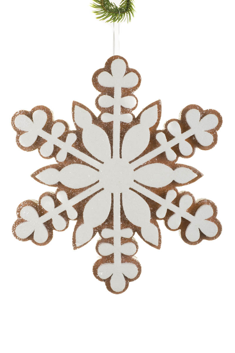 15"White and Brown Cloth Gingerbread Cookie Snowflake