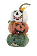 16" White and Orange Cloth Spooky Pumpkin Display