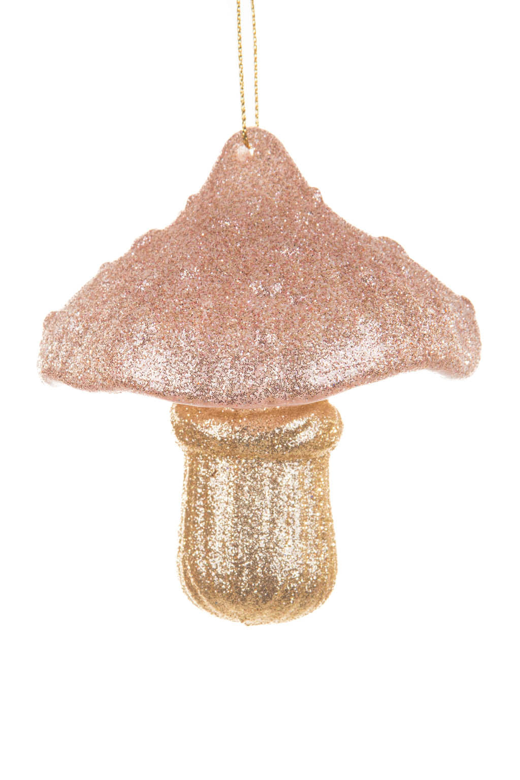 3.5" Hangable Champagne and Gold Acrylic Mushroom Ornament