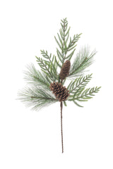 24" Green Pvc Scottish Pine Spray with Pinecones