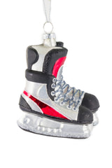 4.25" Hanging Silver and Red Glass Hockey Skates Ornament