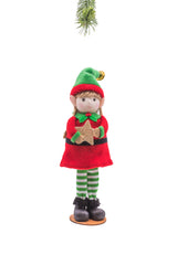 10" Hanging Red and Green Cloth Cheery Elf