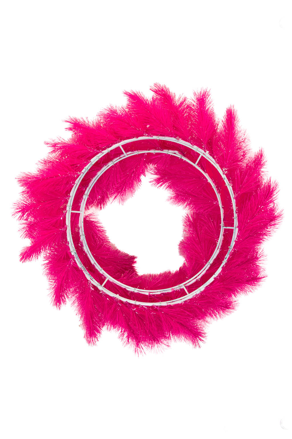 26" Hangable Flocked Pink Pvc Wreath