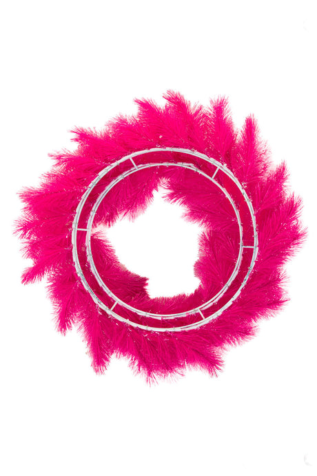 26" Hangable Flocked Pink Pvc Wreath